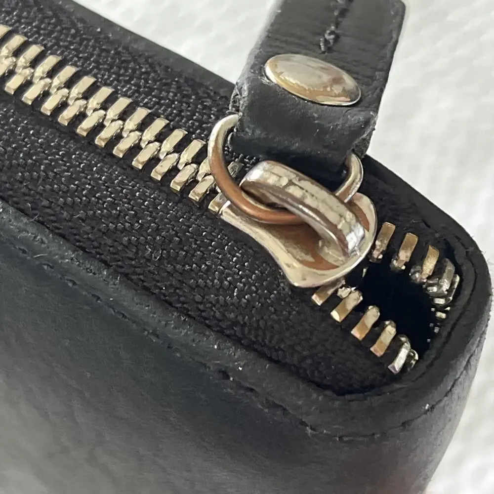 Shinola Detroit Leather Continental Zip Around Women’s Wallet Black Made In USA